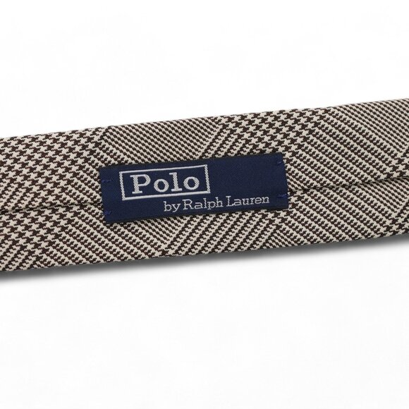Polo Ralph Lauren Silk Neck Tie Taupe & Brown Houndstooth Handmade In Italy - Picture 5 of 10